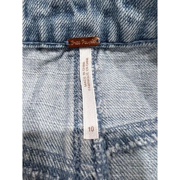 Free People Blue Denim two-tone Mini Skirt size 10 - Picture 5 of 7
